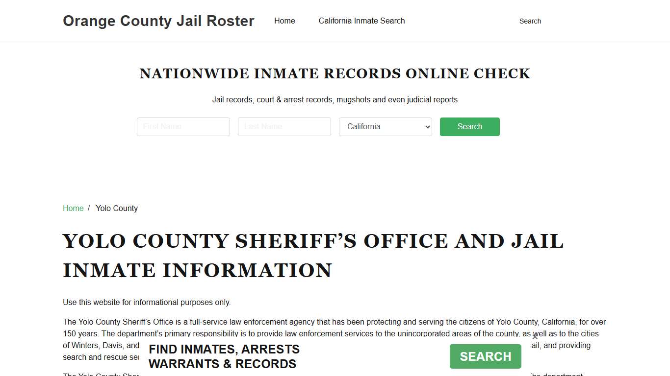 Yolo County Sheriff, CA, Jail Inmate Search, Recent Arrests